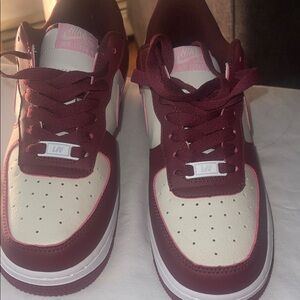 Nike Maroon and Cream Sneakers